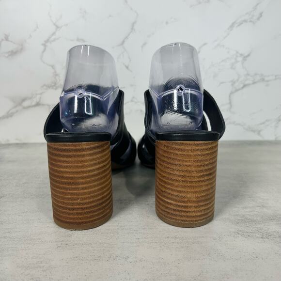 Seychelles Criss-Cross Leather Block Heel Sandals US Women's 10 Black Open Toe - Picture 6 of 10